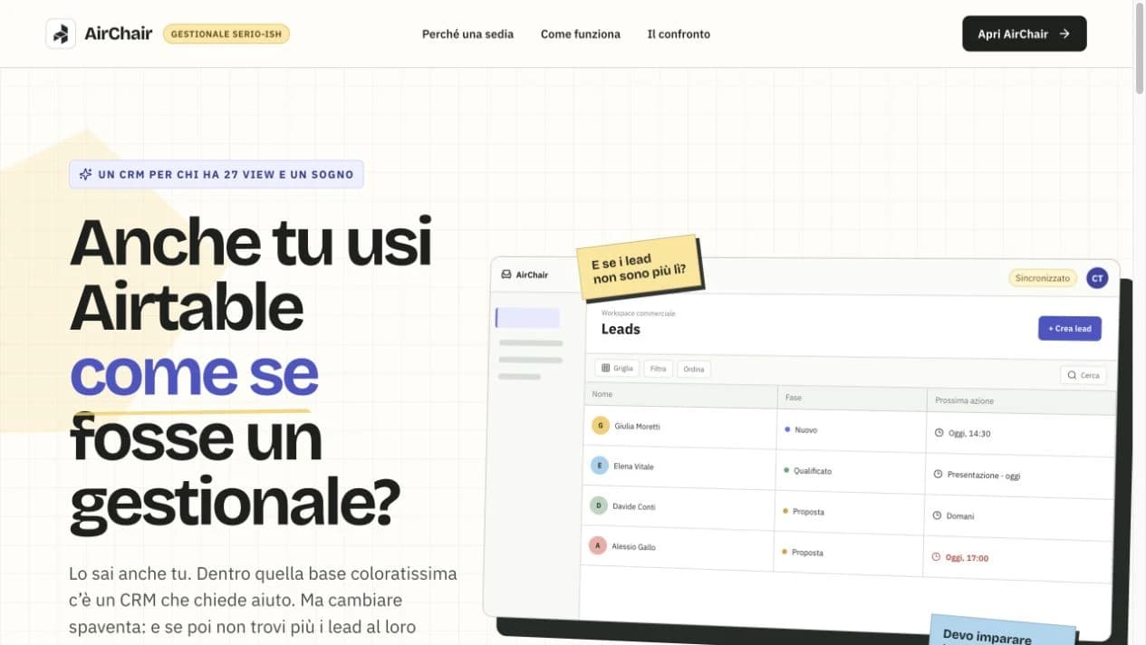 Anteprima del sito AirChair
